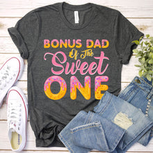 Load image into Gallery viewer, Bonus Dad of Sweet One First Birthday Party Matching Family Donut T-Shirt
