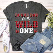 Load image into Gallery viewer, Bonus Dad Of The Wild One Pajama Bonus Dad Father&#39;s Day T-shirt

