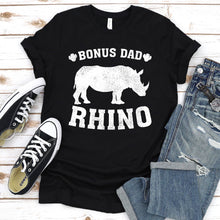 Load image into Gallery viewer, Bonus Dad Rhino Shirt Bonus Dad Rhino Father&#39;s Day T-shirt
