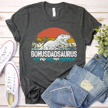 Load image into Gallery viewer, BonusDadsaurus Vintage T rex Dinosaur Bonus Dad Saurus Father&#39;s Day T-shirt

