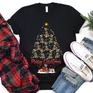 Xmas Lighting Border Terrier Merry Christmas Tree T-Shirt for Men Women Girl Kids