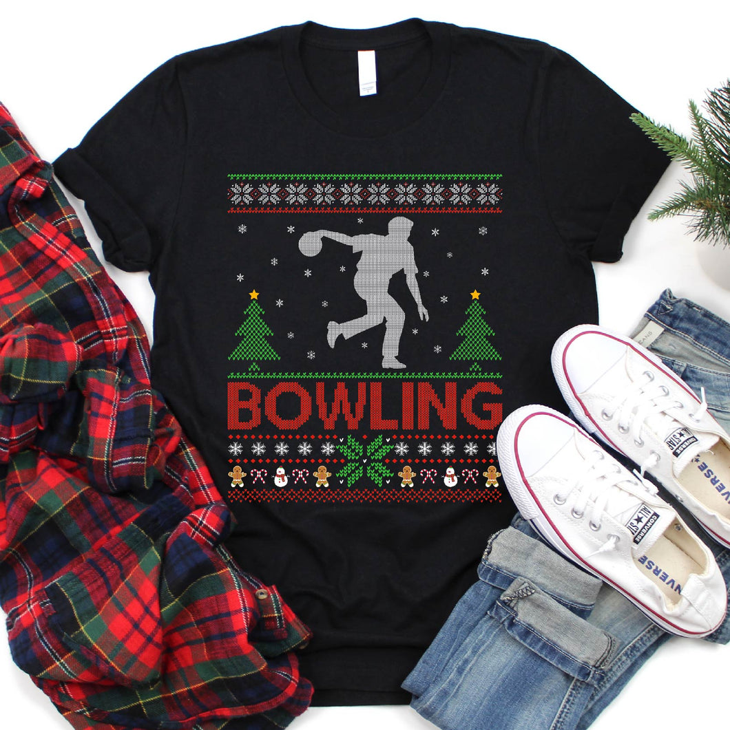 Ugly Bowling Christmas Sweater Bowling Xmas T-Shirt For Men Women