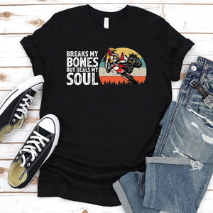 Breaks My Bones But Heals My Soul Gift For Vintage Motocross Lovers Father's Day T-shirt