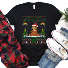 Load image into Gallery viewer, Brown Bear Lover Xmas Santa Hat Ugly Brown Bear Christmas T-Shirt
