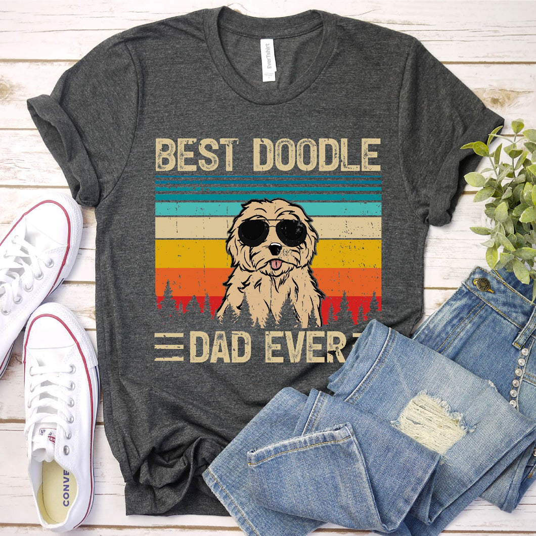 Vintage Ratro Style Bset Doodle Dad Ever Father's Day T-Shirt