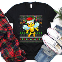 Load image into Gallery viewer, Ugly Bumble Bee Reindeer Santa Hat Christmas Sweater Bumble Bee Xmas T-Shirt

