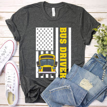 Load image into Gallery viewer, Bus Driver American Flag Shirt School Bus Driver Father&#39;s Day T-shirt
