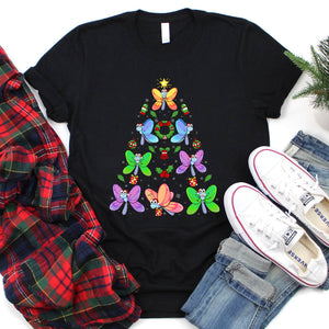 Butterfly Christmas Tree Butterfly Xmas T-Shirt for Men Women Girls Kids