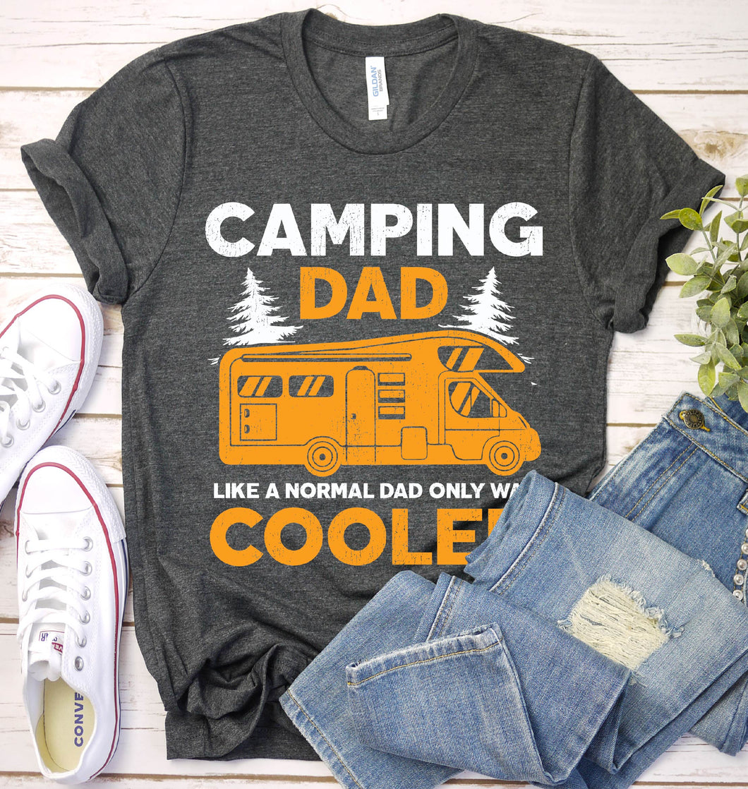 Vintage Camping Dad Like A Normal Dad, Only Way Cooler Fathers Day T-shirt