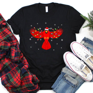 Funny Cardinal Xmas Lights Santa Hat Cardinal Christmas T-Shirt