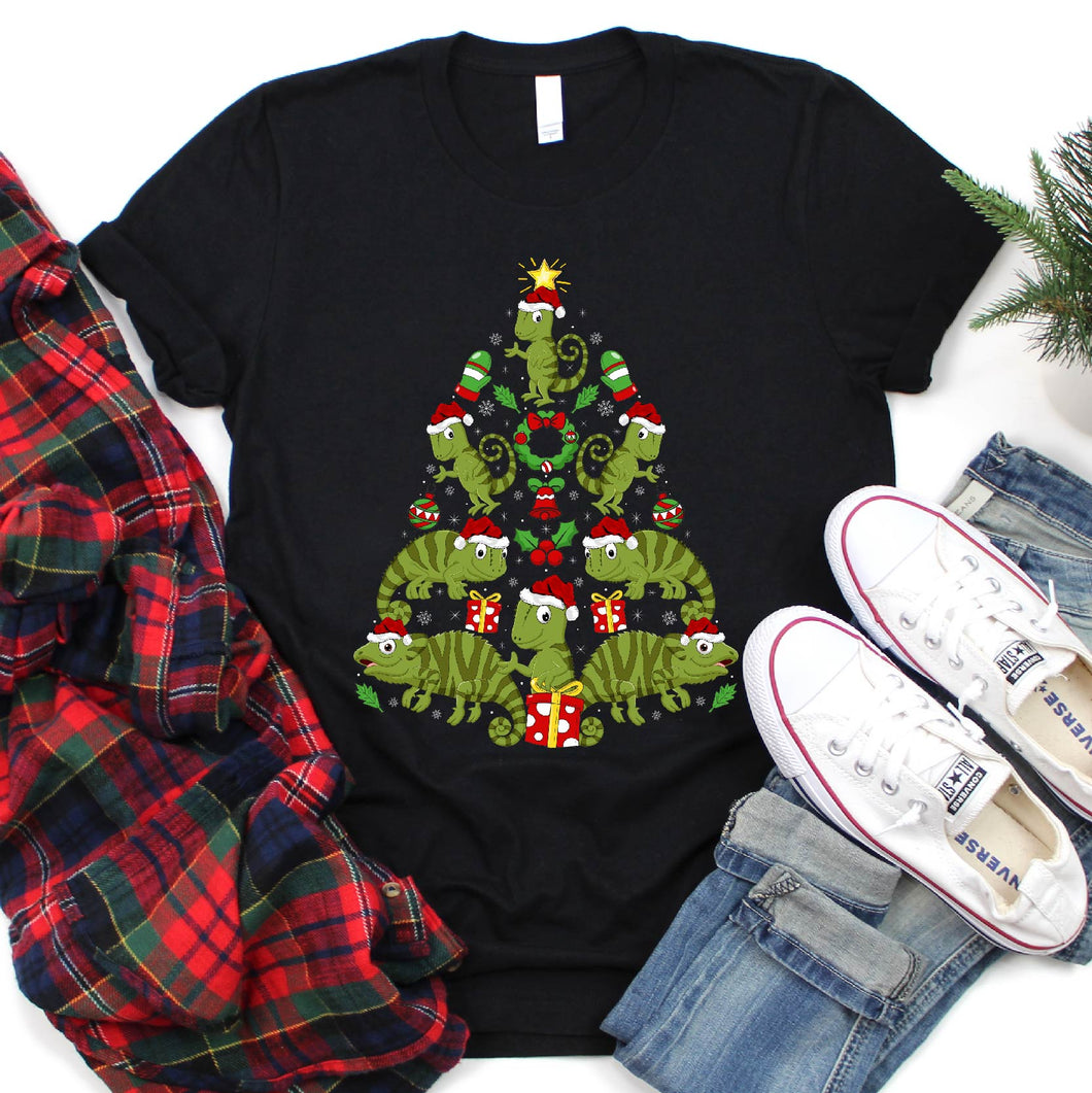 Chameleon Christmas Tree Chameleon Xmas T-Shirt for Men Women Girls Kids