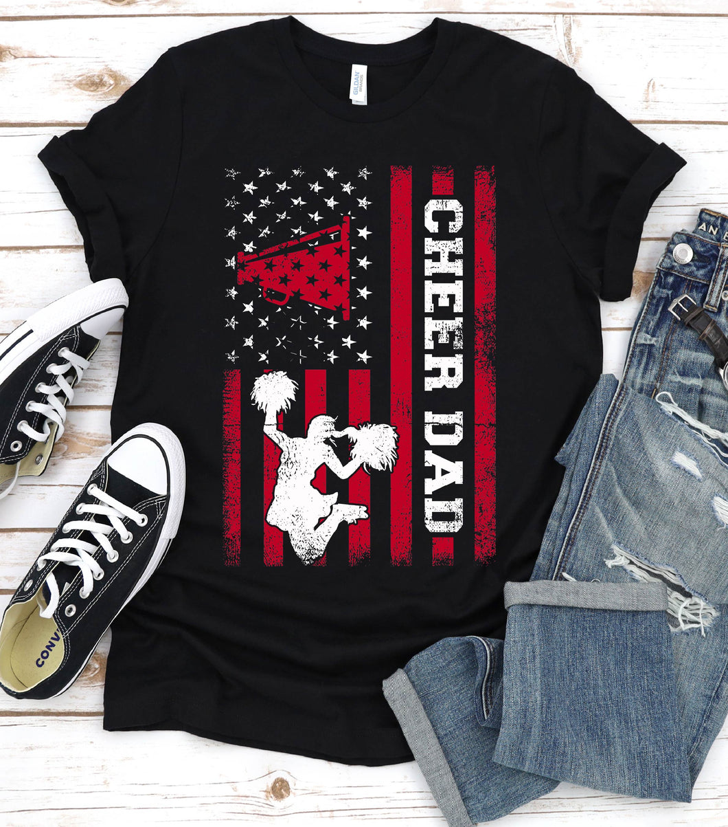 Vintage Cheer Dad Usa Flag Fathers Day T-shirt