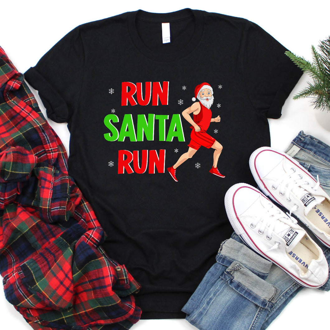 Running Xmas Gift Sun Santa Run Funny Running Christmas Tshirt