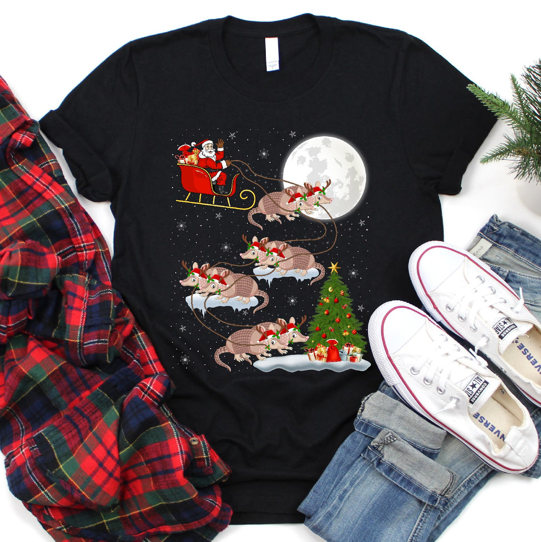 Armadillo Xmas Lighting Santa Sleigh Armadillo Christmas T-Shirt