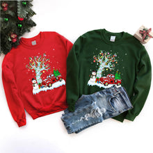 Load image into Gallery viewer, Red Truck Lights Xmas Tree Funny Red Truck Christmas T-Shirt
