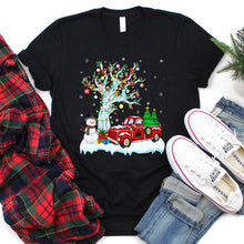 Load image into Gallery viewer, Red Truck Lights Xmas Tree Funny Red Truck Christmas T-Shirt
