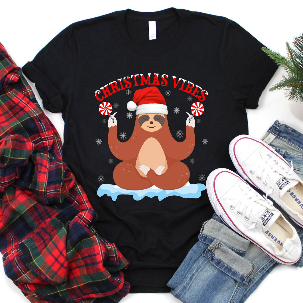 Christmas Vibes Santa Yoga Shirt Yoga Xmas T-Shirt