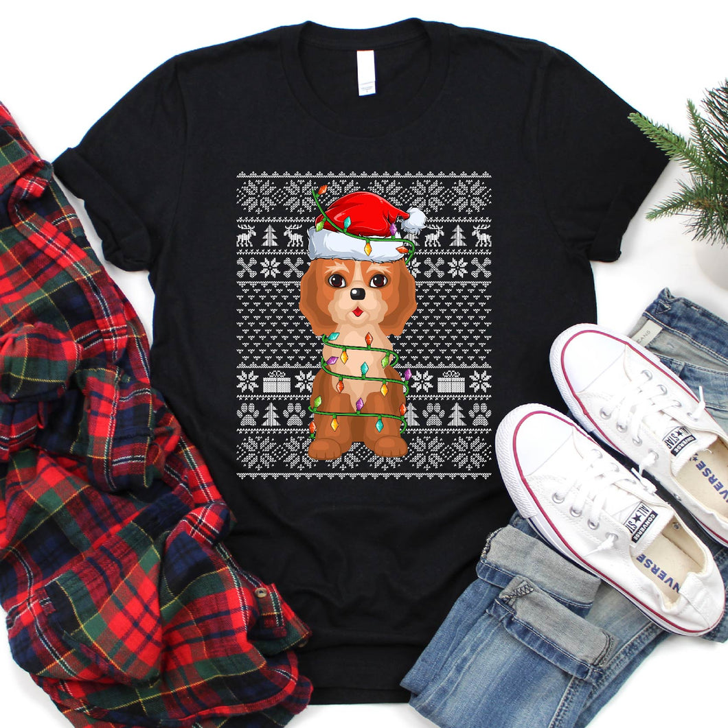 Cockapoo Dog Lover Santa Hat Cockapoo Ugly Christmas T-Shirt