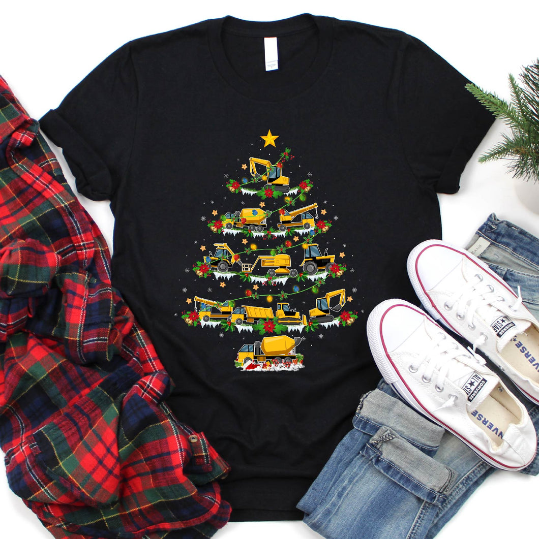 Christmas Lighting Construction Truck Christmas Tree T-Shirt for Men Women Girl Kids