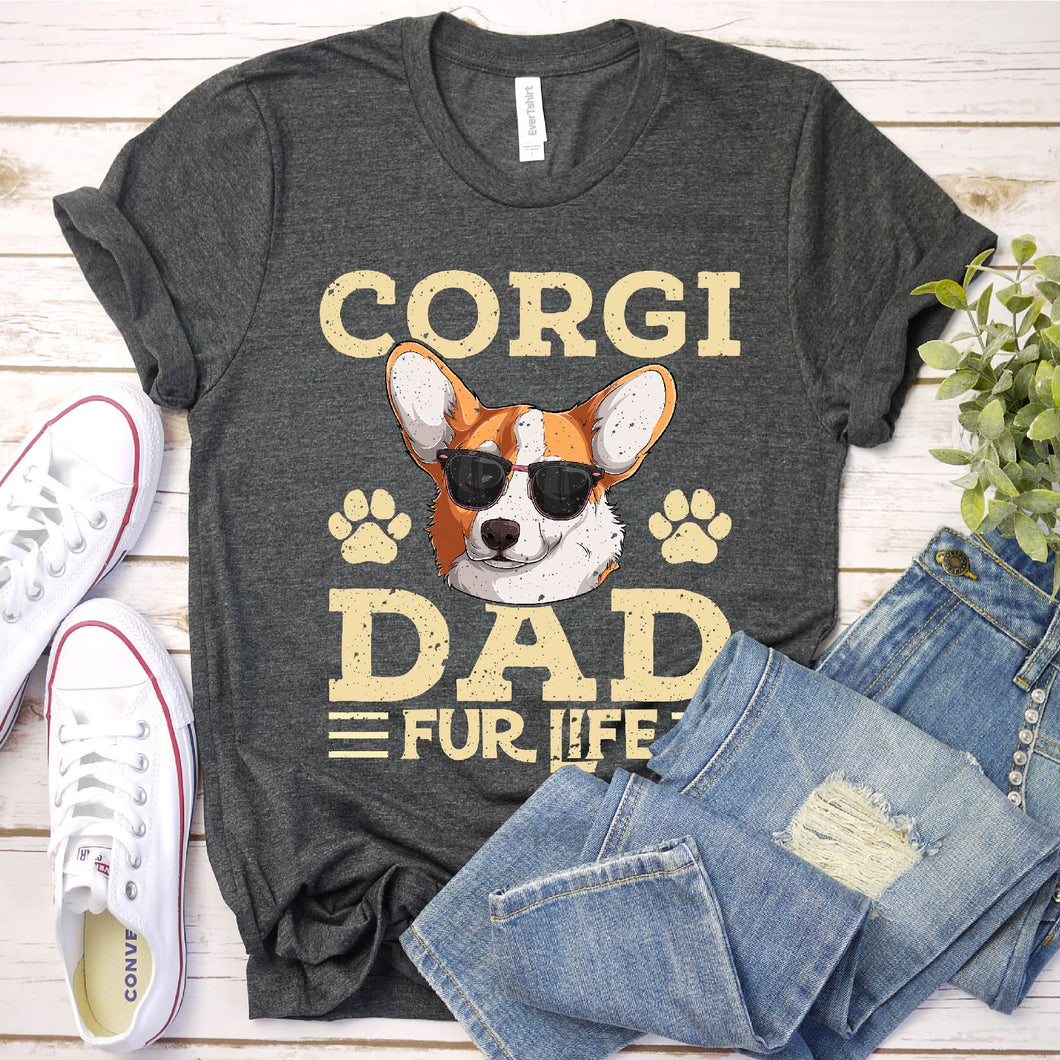 Corgi Dad Fur Life Father's Day Gifts For Dog Lover T-Shirt
