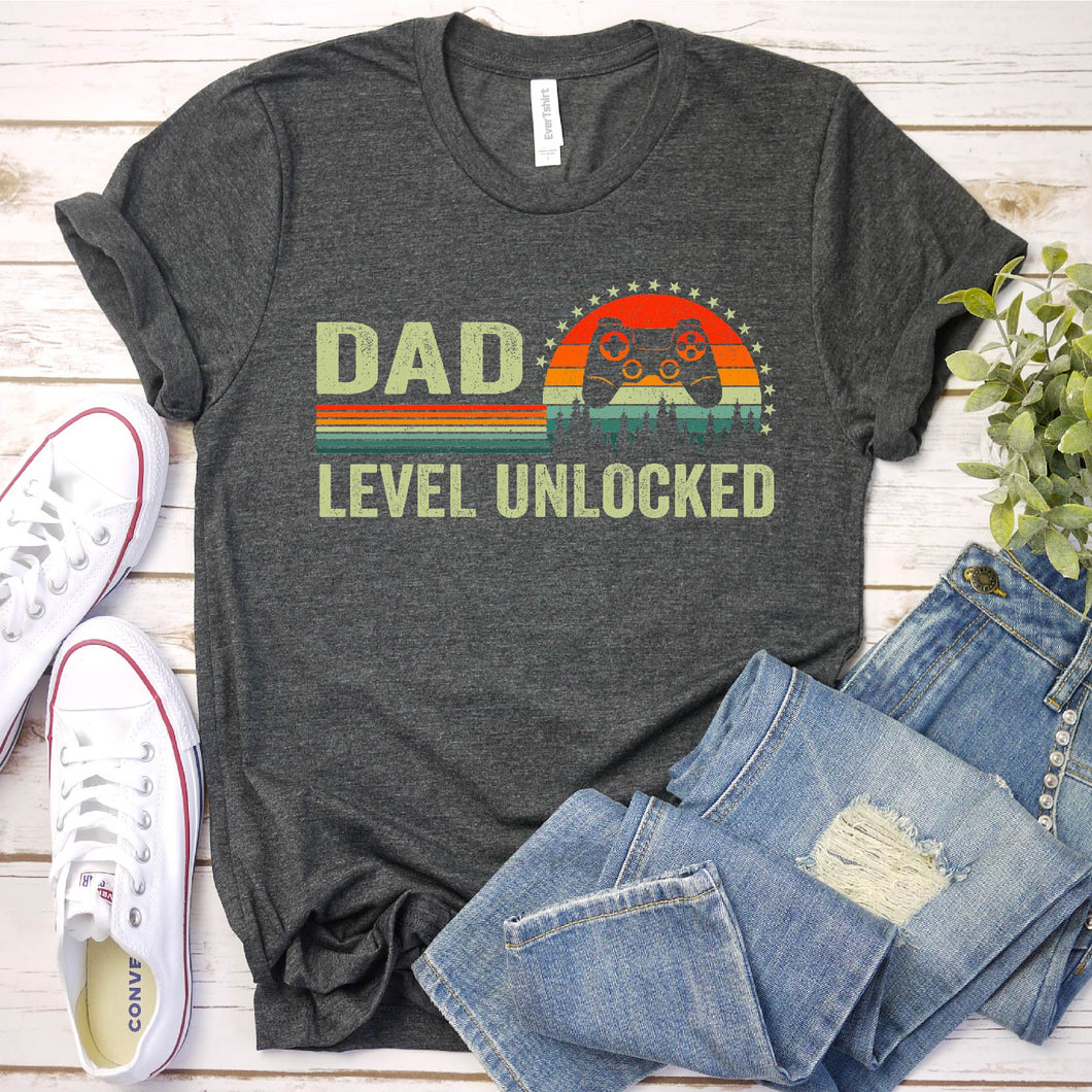 Video Game Lover Dad Level Unlocked New Gamer Dad Father's Day Vintage T-Shirt