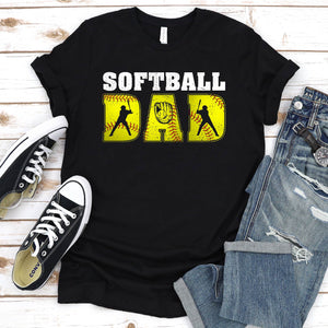 Dad Softball Apparel - Yellow Softball Fathers Day T-Shirt