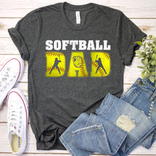 Load image into Gallery viewer, Dad Softball Apparel - Yellow Softball Fathers Day T-Shirt
