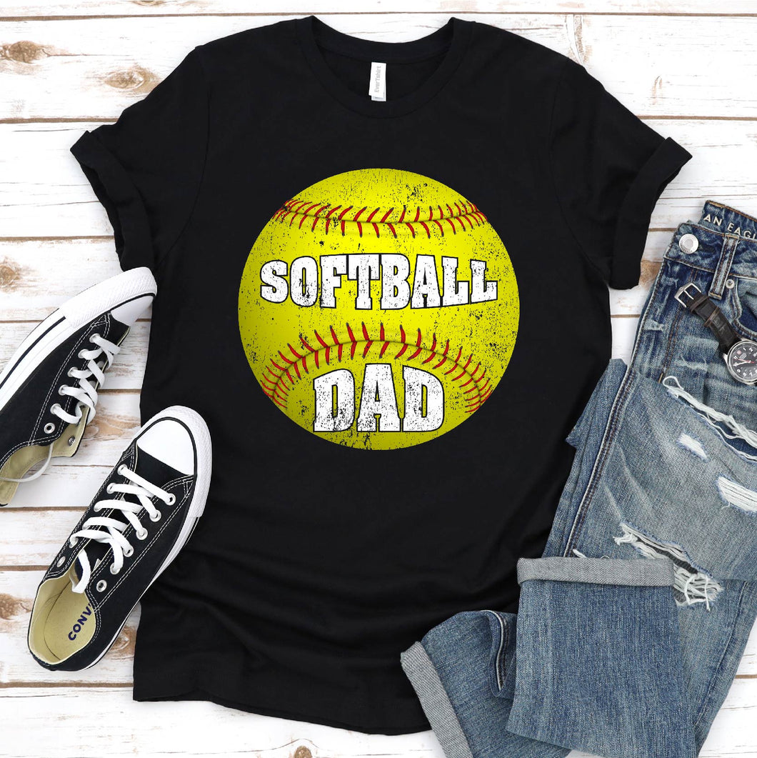 Dad Softball Apparel - Yellow Softball Dad T-Shirt