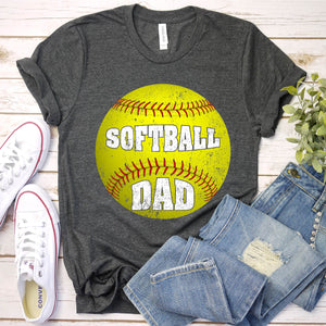 Dad Softball Apparel - Yellow Softball Dad T-Shirt