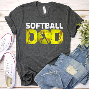 Dad Softball Apparel - Yellow Softball Father's Day T-Shirt