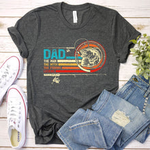 Load image into Gallery viewer, Dad The Man The Myth The Fishing Legend Vintage Fishing Dad Fathers Day T-shirt
