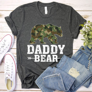 Bear Lover Camouflage Army Military Daddy Bear Fathers Day T-shirt