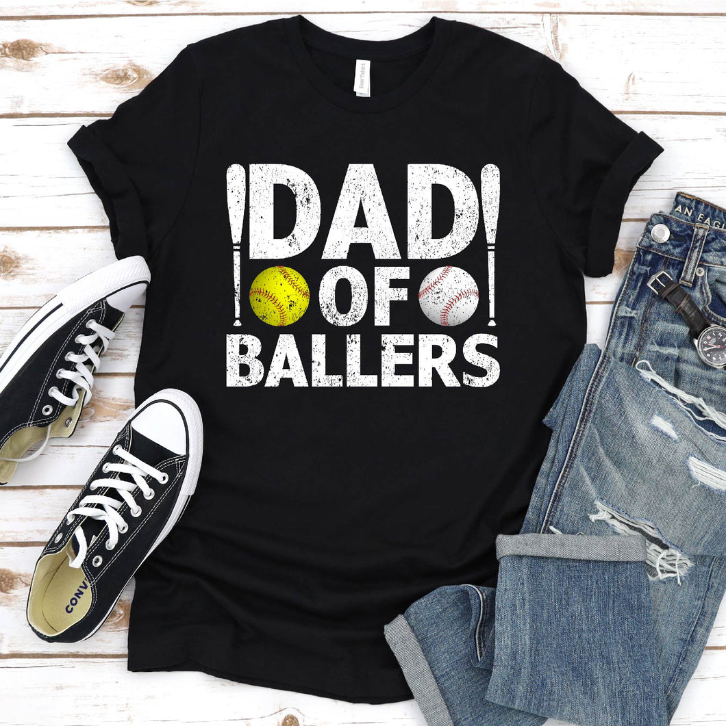Dad of Ballers Funny Dad of Baseball and Softball Player T-Shirt