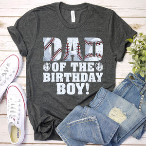 Dad of the Birthday Boy Baseball Lover Vintage Retro Fathers Day T-Shirt