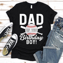 Load image into Gallery viewer, Dad of the Birthday Boy Baseball Lover Vintage Retro Fathers Day T-Shirt
