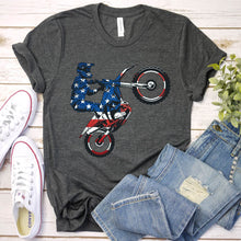 Load image into Gallery viewer, Dirt Bike American Flag Shirt Motocross 4th of July T-shirt
