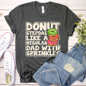 Men's Funny Donut Stepdad Like A Regular Dad Donuts Father's Day T-Shirt