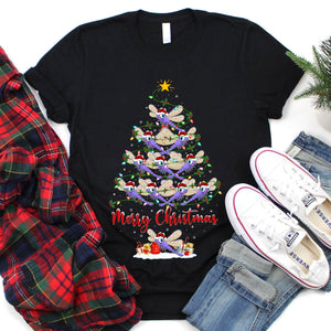 Xmas Lighting Dragonfly Merry Christmas Tree T-Shirt for Men Women Girl Kids