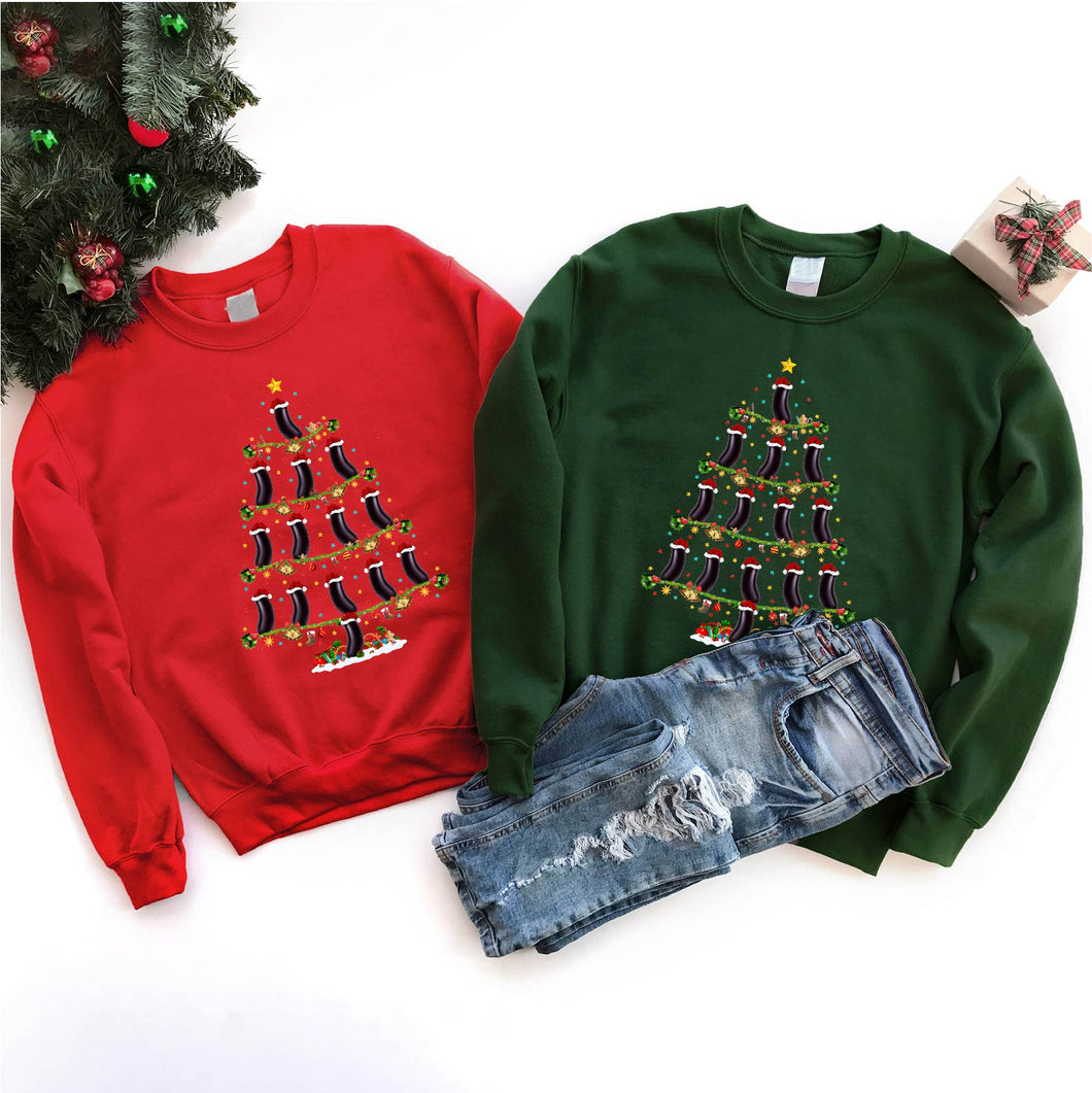 Eggplant Xmas Tree Funny Eggplant Christmas T-Shirt