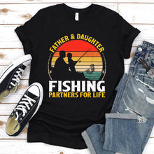 Load image into Gallery viewer, Vintage Father &amp; Daughter Fishing Partners For Life Fisherman Fathers Day T-shirt
