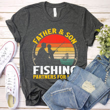 Load image into Gallery viewer, Father &amp; Son Fishing Partners For Life Retro Matching Dad Gift Fathers Day T-Shirt
