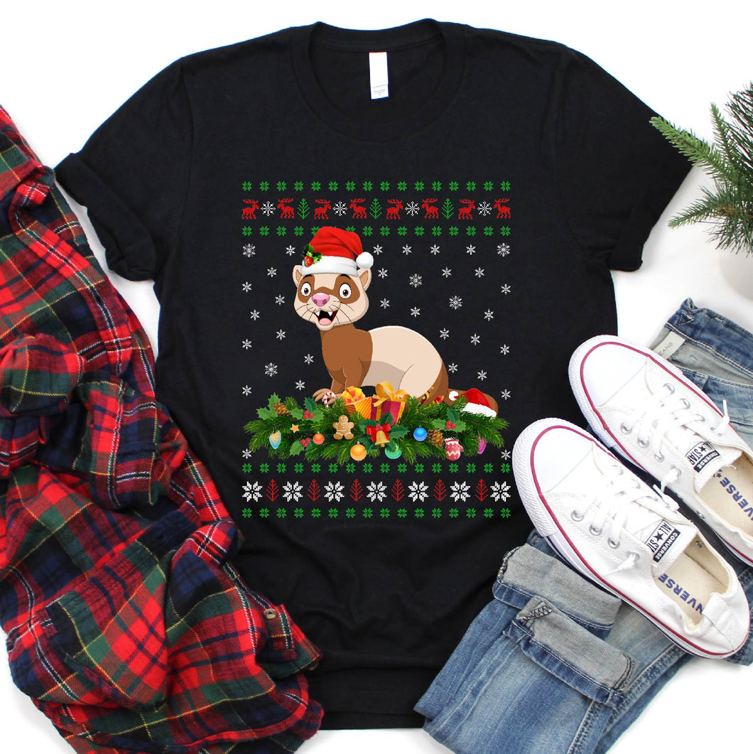 Ugly Ferret Christmas Sweater Ferret Xmas T-Shirt for Men Women Girls Kids