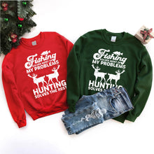 Load image into Gallery viewer, Fishing Solves Most Of My Problems Hunting Fishing Christmas T-Shirt

