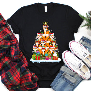 Fox Animal Christmas Tree Fox Xmas T-Shirt for Men Women Girls Kids