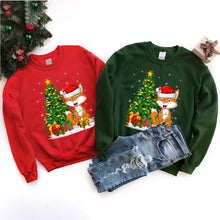 Load image into Gallery viewer, Fox Xmas Lighting Santa Hat Fox Christmas Tree T-Shirt
