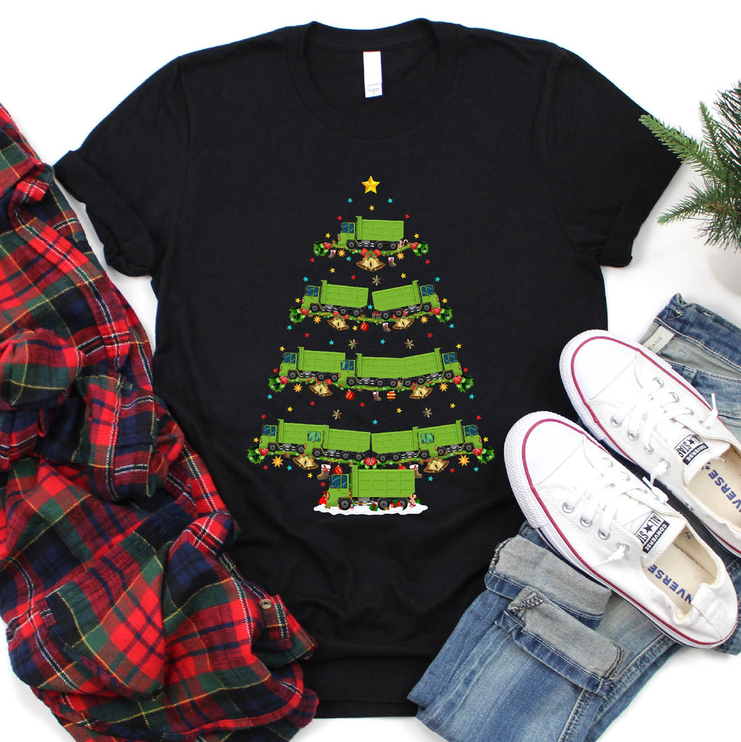 Xmas Lighting Garbage Truck Christmas Tree T-Shirt for Men Women Girl Kids