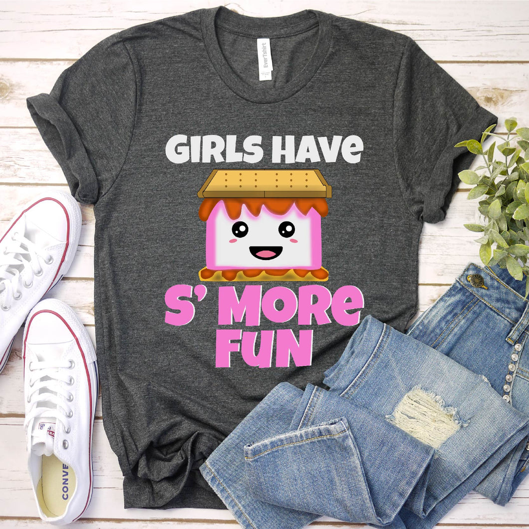 Girls Have Smore Fun - Camping Campfire - Girl Camper Gift T-Shirt