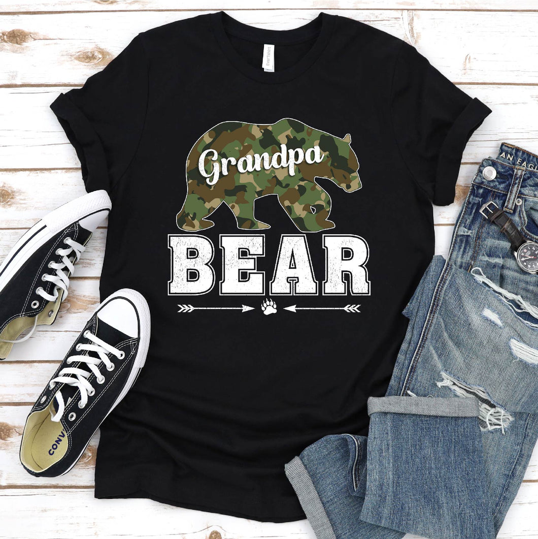 Bear Lover Camouflage Army Military Grandpa Bear Fathers Day T-shirt