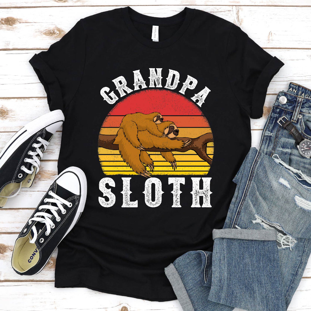 Sloth Lover Shirt Grandpa Sloth Father's Day Vintage T-shirt
