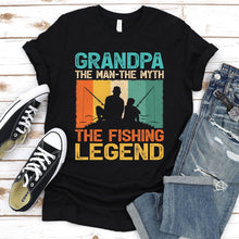 Load image into Gallery viewer, Grandpa The Man The Myth The Fishing Legend Fishing Grandpa Fathers Day Vintage T-shirt

